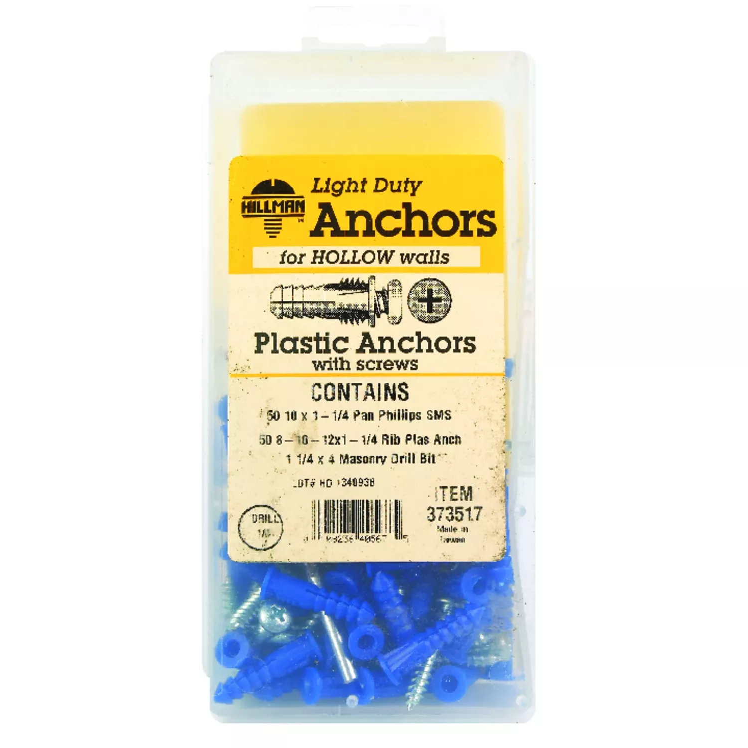 0.164 In. Dia. X 1-1/4 In. L Plastic Pan Head Ribbed Anchor Kit 101 Pk