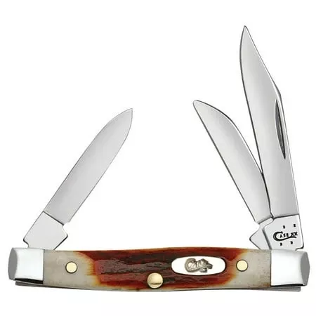 09449 Small Stockman Red Stag Folding Knife With 3 Blades