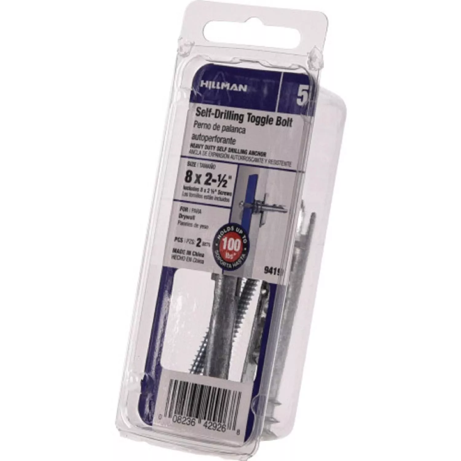 .138 In. Dia. X 2 In. L Zinc Pan Head Zip Toggle Anchors 2 Pk