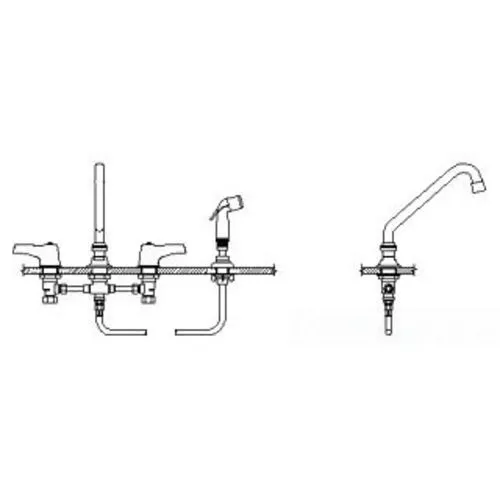 Delta 27C1243 CER-TECK 8" Below Deckmount Faucet w/ Spray, 8" Tubular Spout, Hooded Lever, Aerator, Chrome