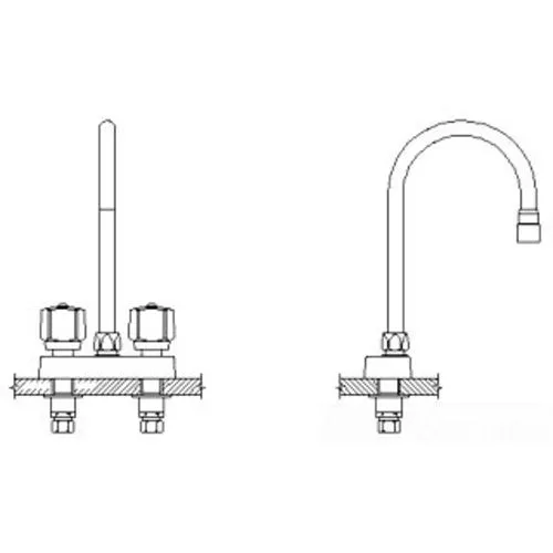 Delta 27C4931 CER-TECK 2-Handle Cast Centerset Lavatory Faucet, 6" Gooseneck, 5-Fluted, VR Aerator, Chrome