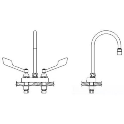 Delta 27C4935 CER-TECK 2-Handle Cast Centerset Lavatory Faucet, 6" Gooseneck, Wrist w/ Sanitary Hood, VR Aerator, Chrome