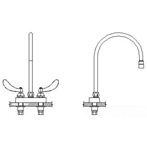 Delta 27C4944-R7 CER-TECK 2-Handle Cast Centerset Lavatory Faucet, 9" Gooseneck (14" Tall), Blade w/ Sanitary Hood, Aerator, Chrome