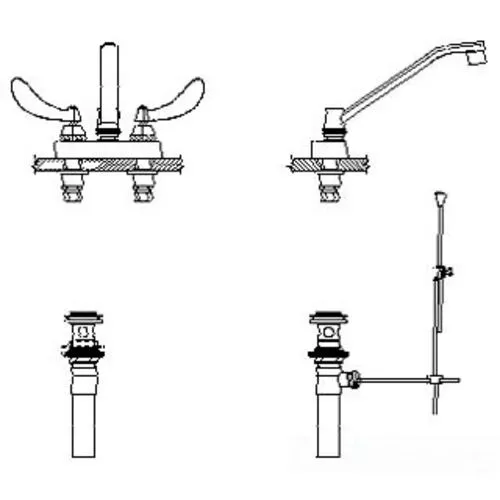 Delta 27C5134 CER-TECK 2-Handle Cast Centerset Lavatory Faucet w/ Pop-Up, 8" Wallform Spout, Blade w/ Sanitary Hood, VR Aerator, Chrome