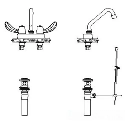 Delta 27C5342 CER-TECK 2-Handle Cast Centerset Lavatory Faucet w/ Pop-Up, 6" Tubular Spout, Hooded Blade, Aerator, Chrome