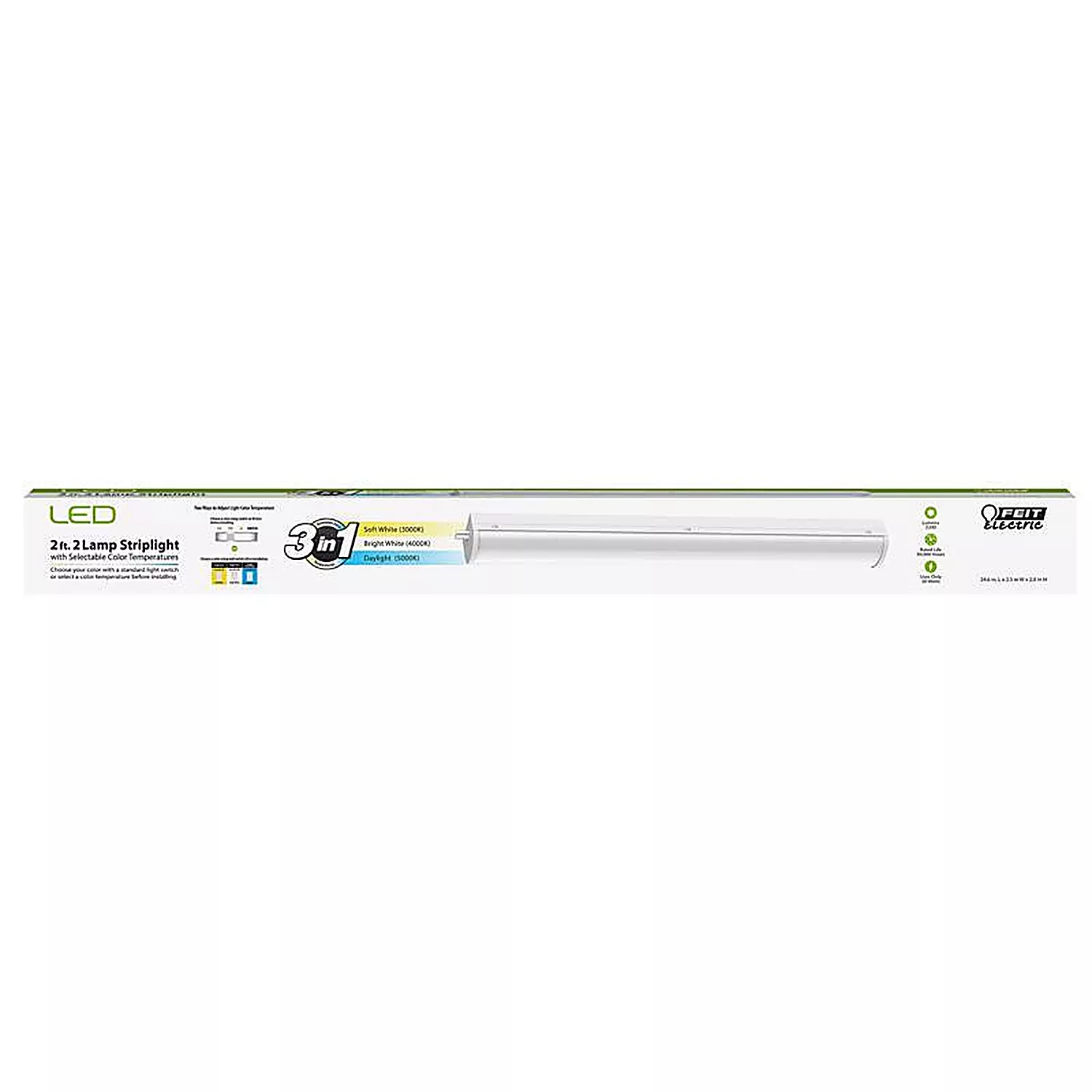 Feit - STRP2X24WYLEDV1 - 24.6 in. L White Hardwired LED Strip Light 2200 lm