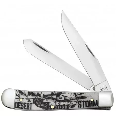 Xx Desert Storm War Series Natural Bone Trapper Stainless Pocket Knife