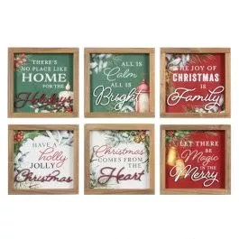 Young's Natural Wood Framed 3d Christmas Signs With Holiday Prints