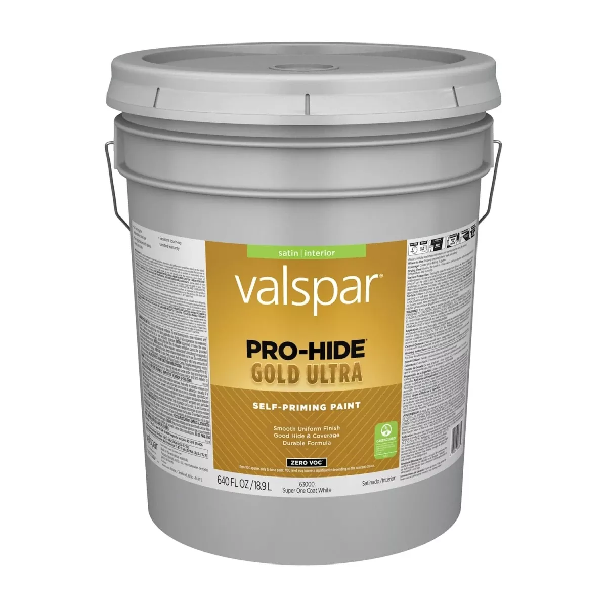 Zero Voc Satin Interior Wall Paint, 5 Gallon, White