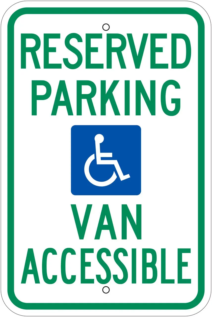 ZING 2680 Eco Parking Sign, Handicapped Van Accessible, 18Hx12W, Engineer Grade Prismatic, Recycled Aluminum