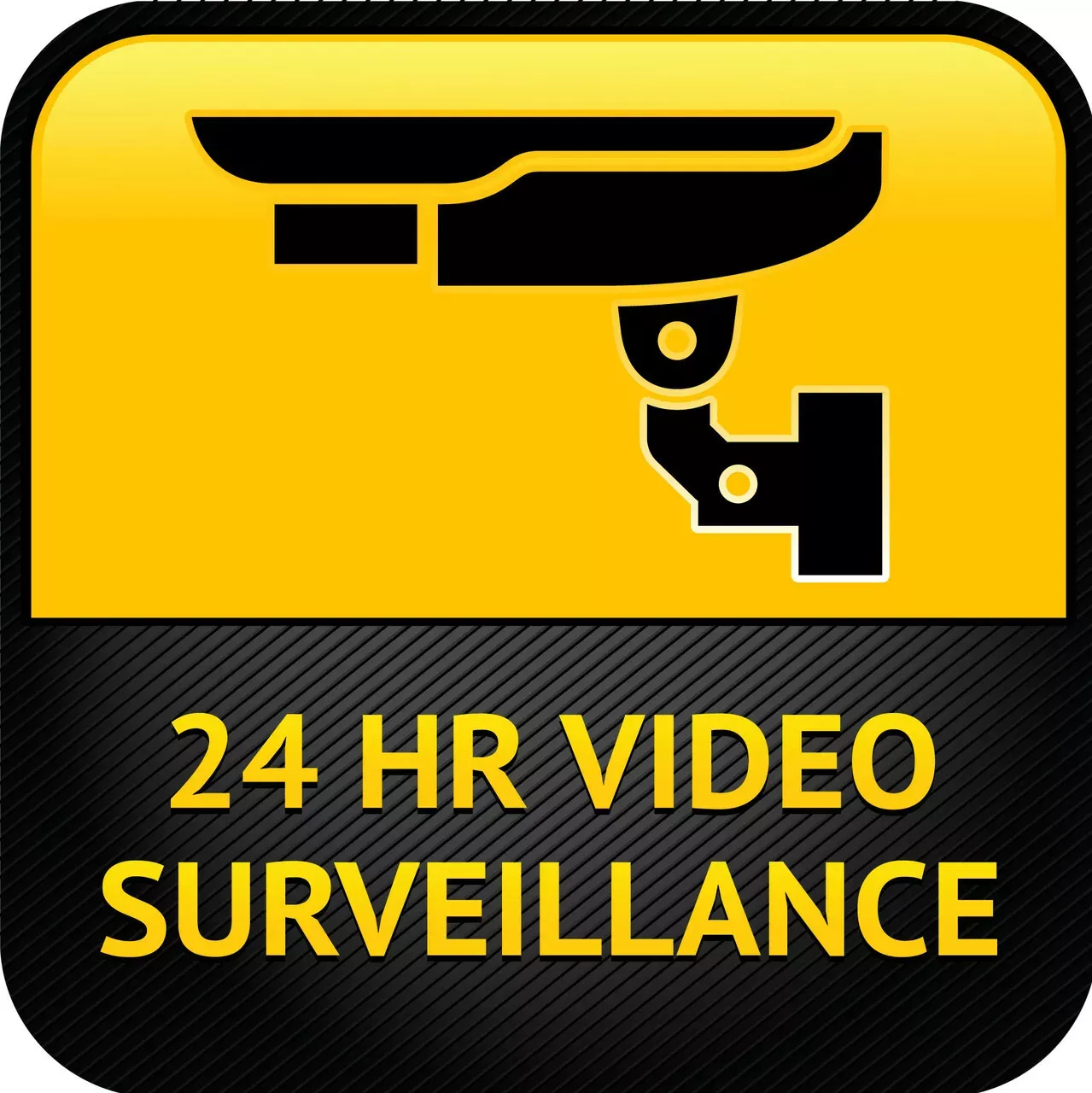 ZING Eco Security Label, 24 Hr Video Surveillance, 4Hx4W, Available in Different Materials, 2/Pk