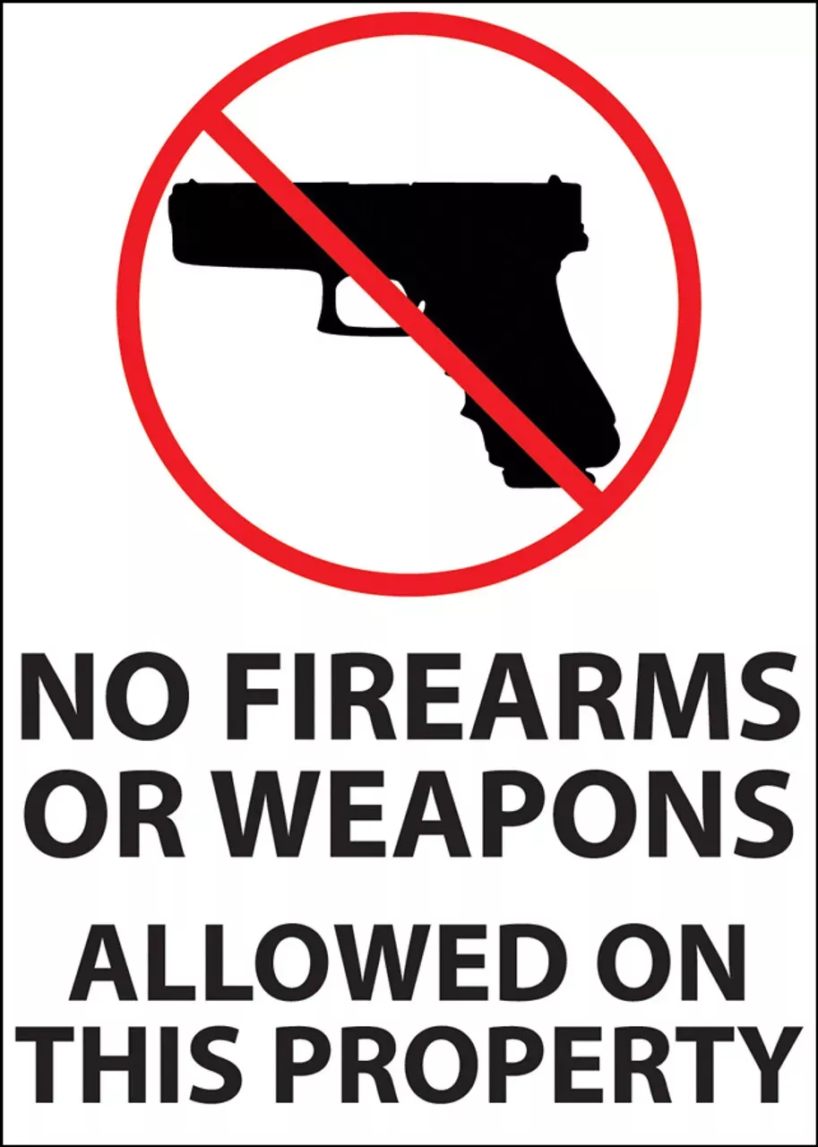 ZING Eco Security Label, No Firearms or Weapons, 7Hx5W, Available in Different Materials, 2/Pk