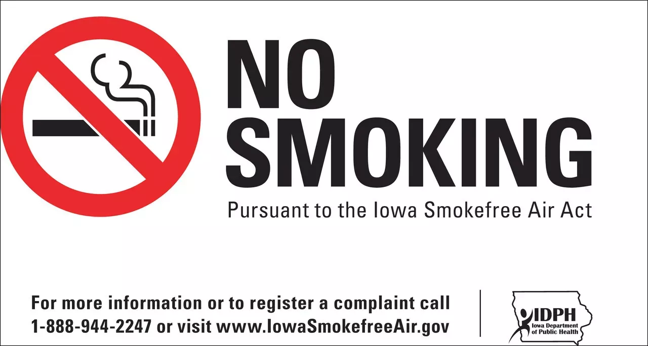 ZING No Smoking Window Decal, Iowa