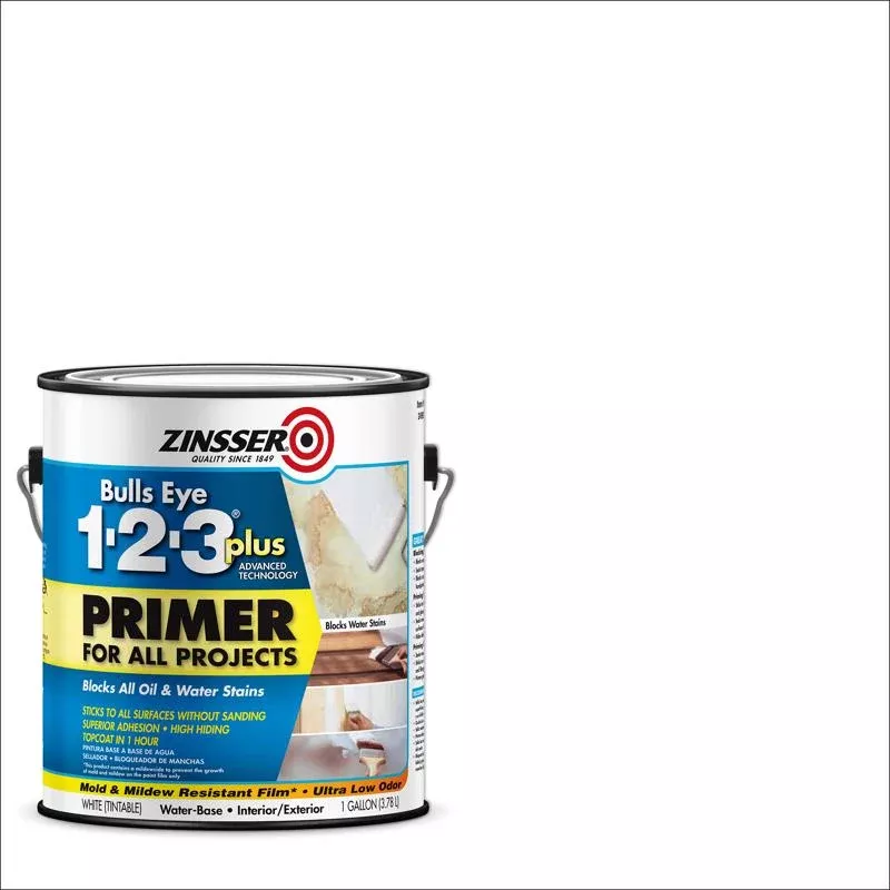 Zinsser Bulls Eye 123 Plus White Water-Based Acrylic Primer 1 gal